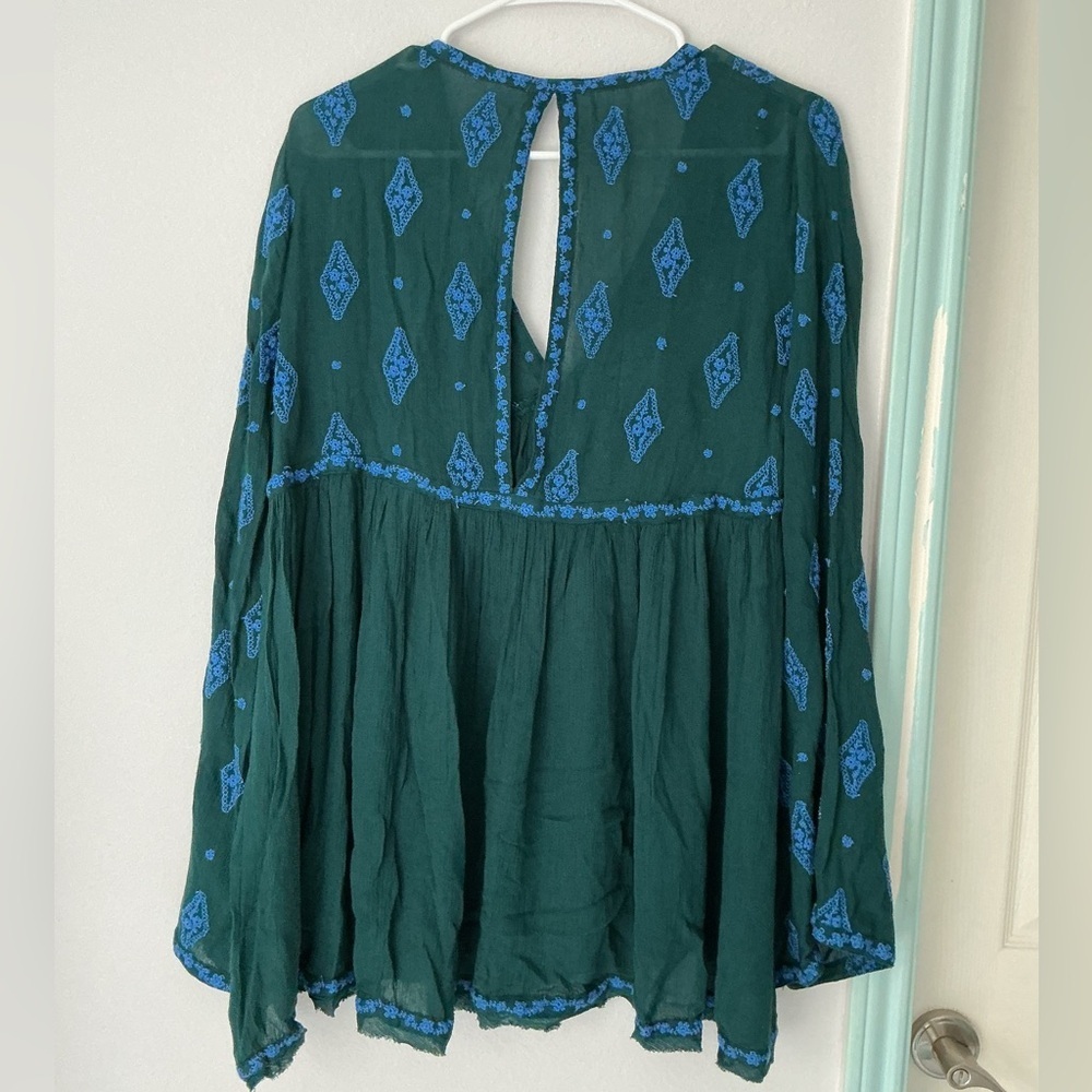 Free People Green and Blue Textured Top - Picture 8 of 15